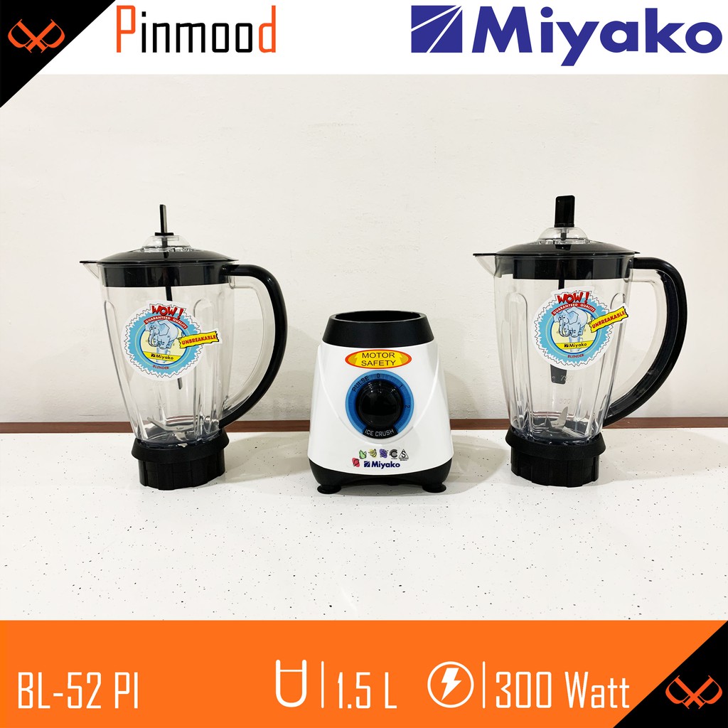 MIYAKO BLENDER BL-52 PI [ 1,5 LITER ] 2 GELAS BESAR CONTAINER PELUMAT 2 IN 1 ICE CRUSHER SMOOTHIES