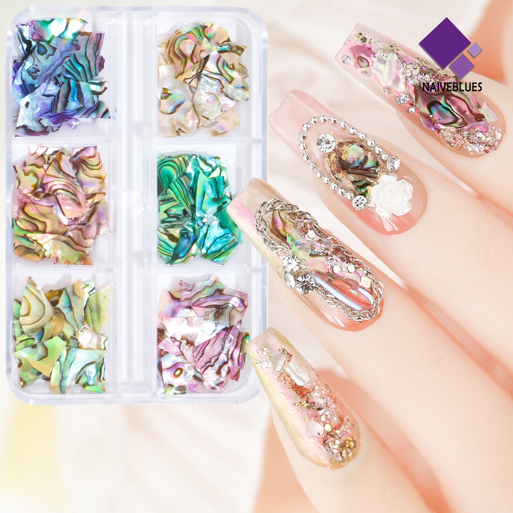 Naiveblue 1 Kotak Dekorasi Kuku Ultra Tipis Bentuk Asimetris Warna Cerah