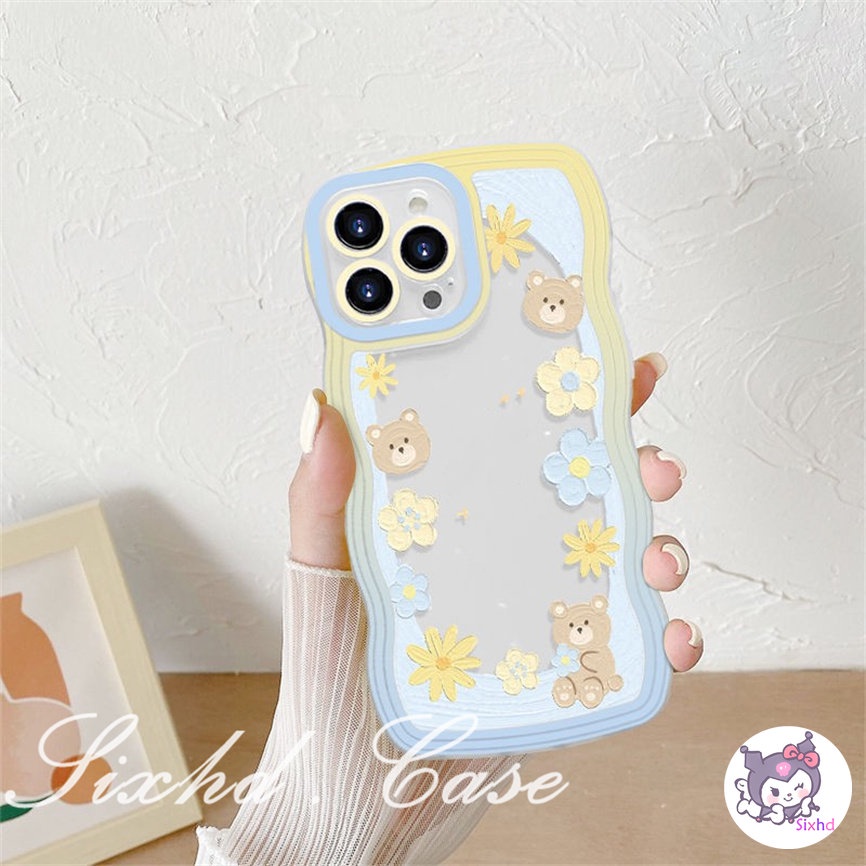 OPPO A57 A76 A96 A16k A16 A15 A74 A55 A54 A53 A33 A32 A31 A9 A5 A5s Reno 8T 8Z 7Z 6Z 5Z 5 A95 A94 A93 A92 A77 A77s A52 A12 A16e F11 F9Pro Simple Ins Flower Wave Pattern Phone Case Soft Cover