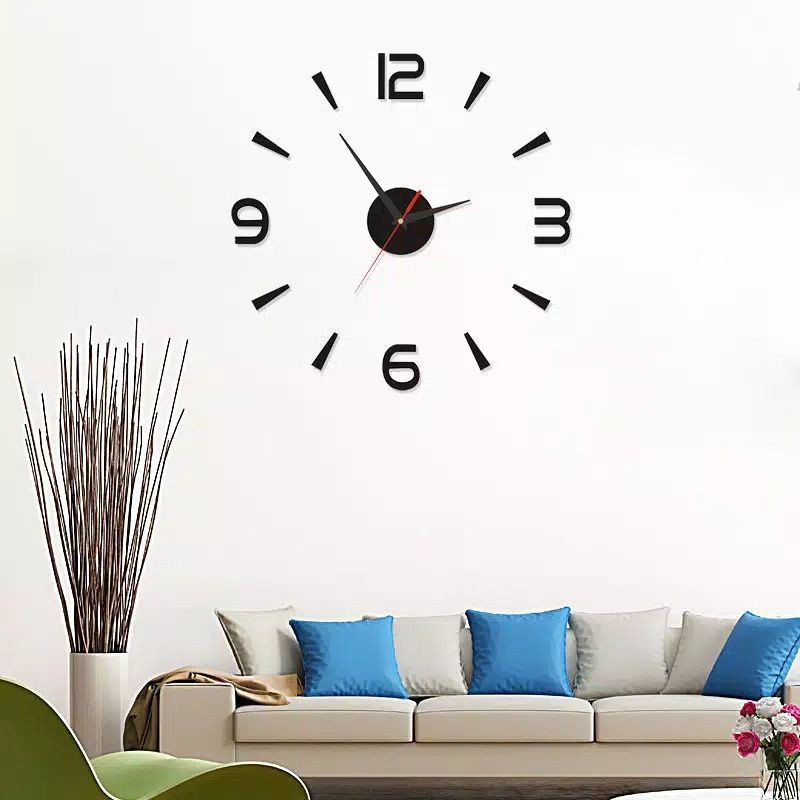 DINDING DIY BESAR Jam Dinding DIY 3D Diameter 40 cm Tempel Angka dan Jarum Hiasan Dinding 3D BESAR D
