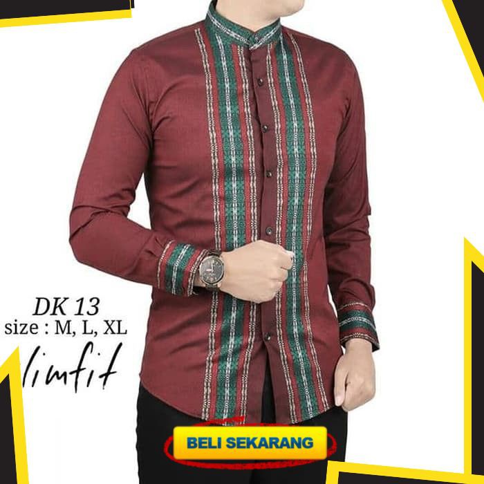 KEMEJA KOKO PRIA BAJU KOKO PRIA LENGAN PANJANG SLIM FIT DK13