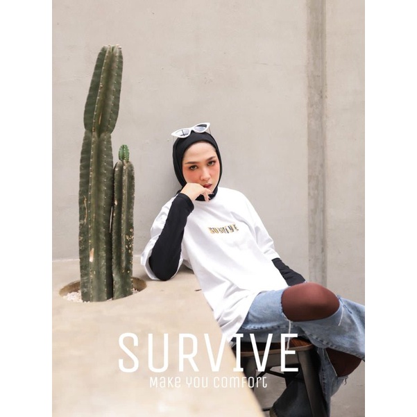 tunik survive oversize putih hate