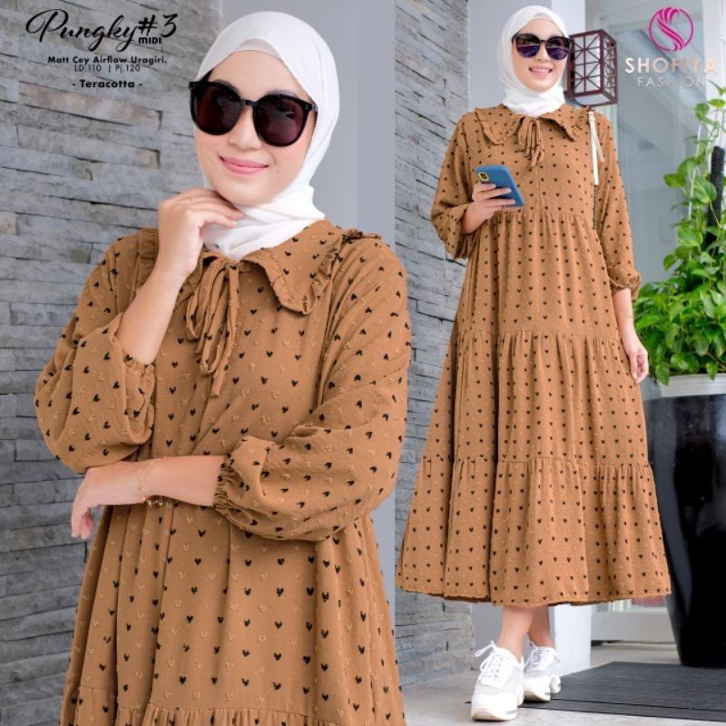 DRESS URAGIRI Bahan crincle terbaru 2022 / Midi Dress Dotty Gamis Home Dress Busui Katun Crinkle Air