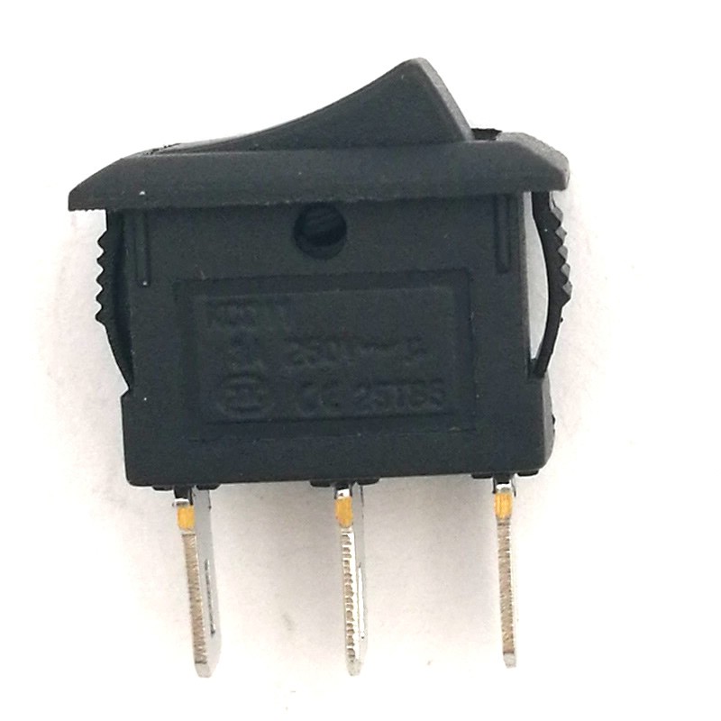 ROCKER SWITCH MINI 3 PIN WARNA HITAM AC 250V 3A ON-OFF I / O SPDT 15MM