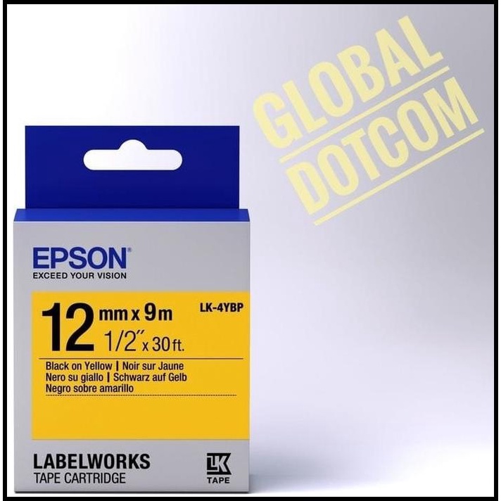 

Epson Label 12Mm Black On Yellow 9M Labelworks Tape Cartridge Lk-4Ybp