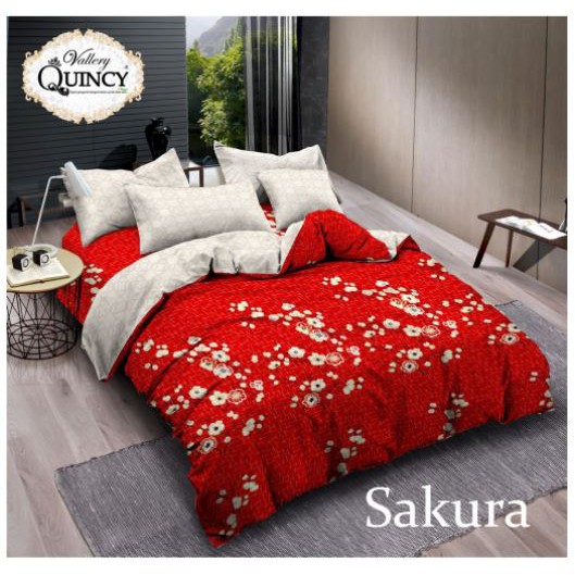 Sprei Vallery Quincy Motif Sakura - Sprei King T.30 Vallery Jacguard Motif Sakura