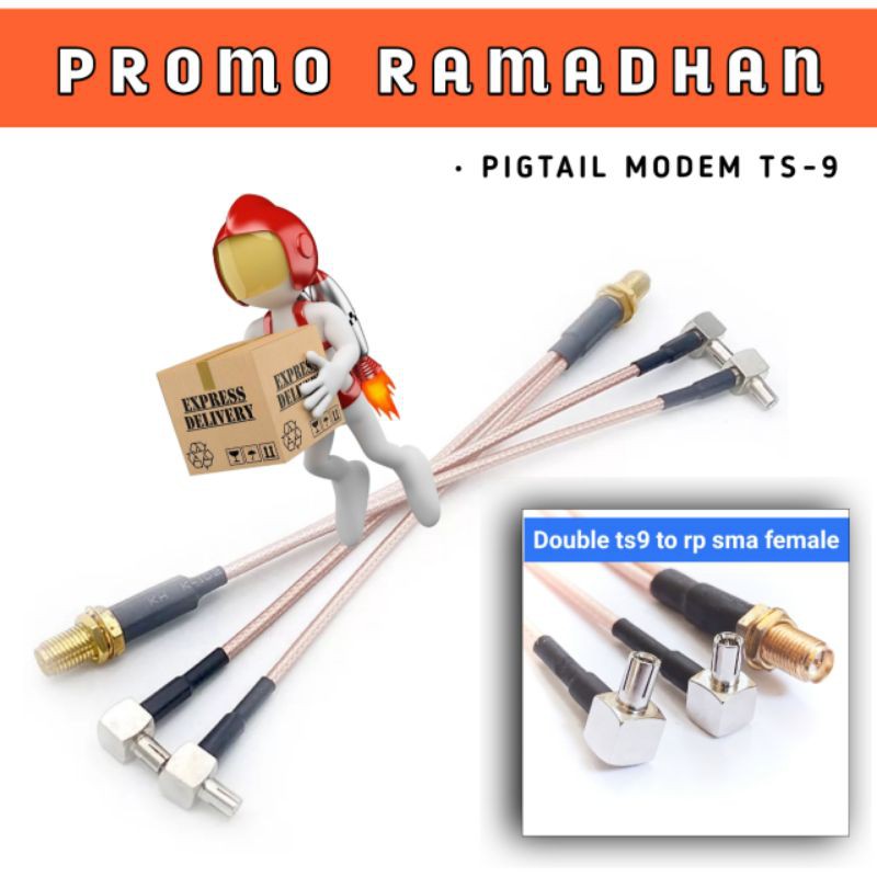 50 Pcs Ramadhan sale Pigtail Modem Ganda TS9 To rp sma female