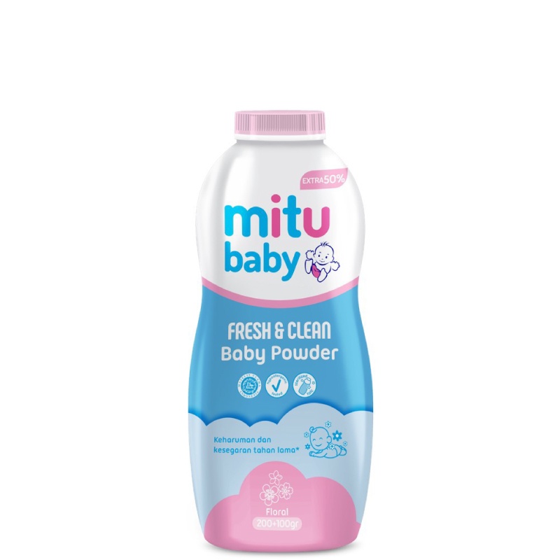 Mitu Baby Powder Fresh & Clean Pink Floral 300 gr