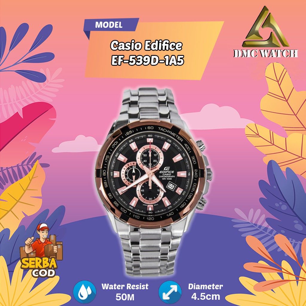 Jam Tangan Pria Casio Edifice EF-539D-1A5 Silver Rose Gold Original BM