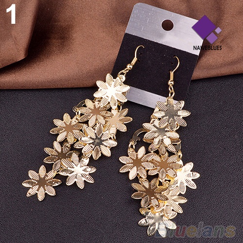 Anting Menjuntai Bentuk Snowflakes Multilayer Bahan Alloy Gaya Vintage Untuk Wanita