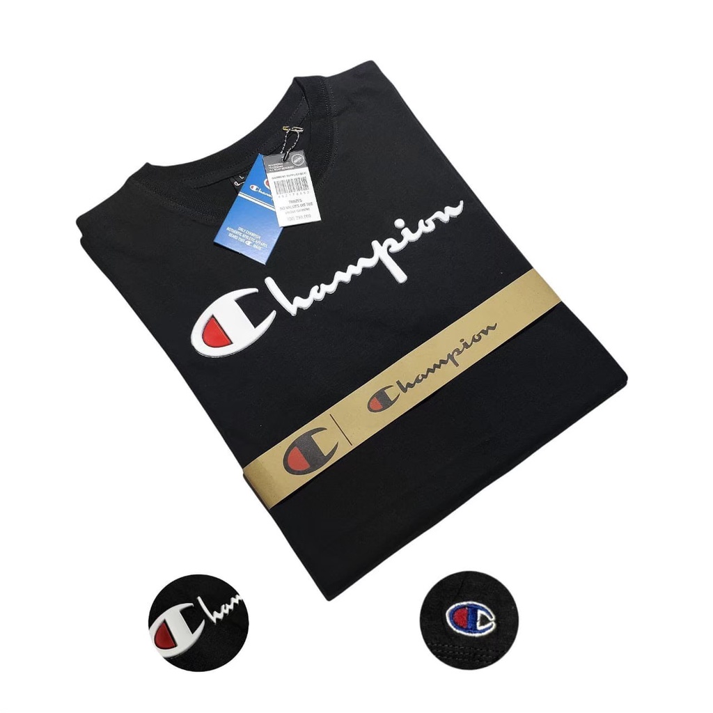 T-Shirt Champion Flocking  l Kaos Champion Flocking Premium Quality