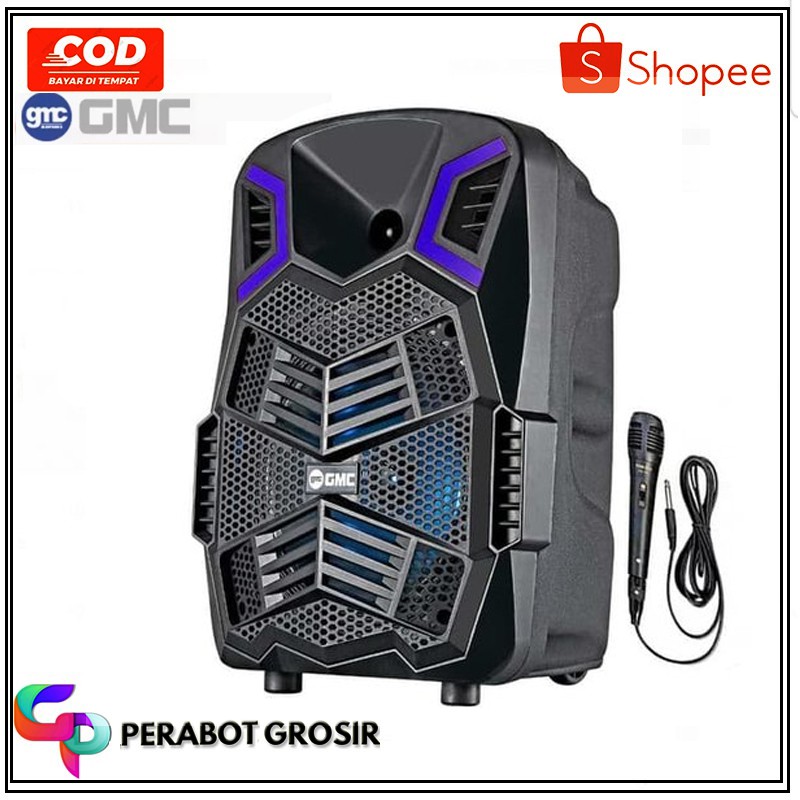 Speaker GMC 897K 8 inch Subwoofer Bluetooth Portable Free Mic Karaoke