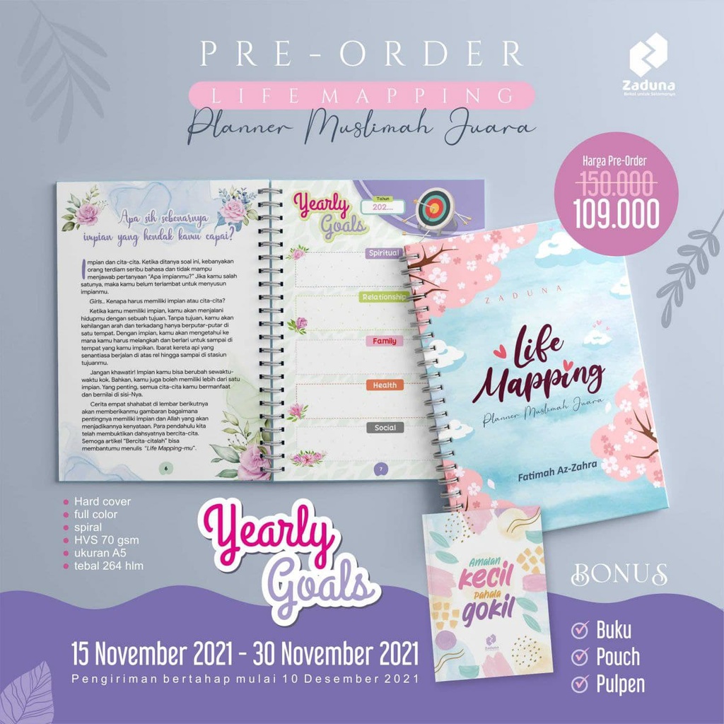 Buku Agenda Muslimah Planner Life Mapping 2023 (3 Bonus)