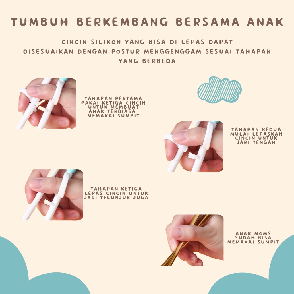 Huggy Baby AM001 Sumpit Belajar Anak | Kids Learning Chopstick Premium