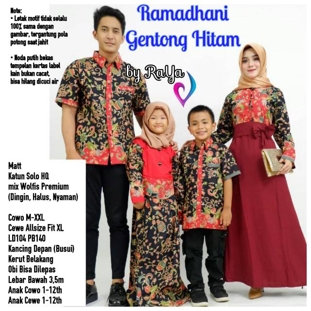 Sarimbit couple keluarga/baju anak/gamis anak/RAMADHANI GENTONG HITAM kemeja pria jumbo XXL XXXL