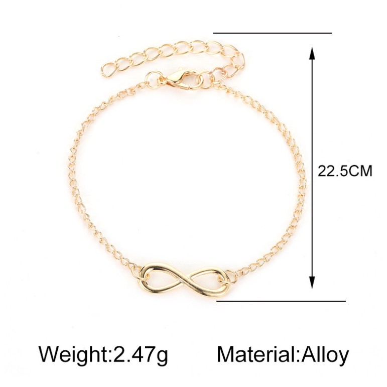 ✅COD Gelang Bangle Wanita Gaya Korea Fashion Nomor 8 Berantai Retro Minimalis Hadiah Gelang Tali-4