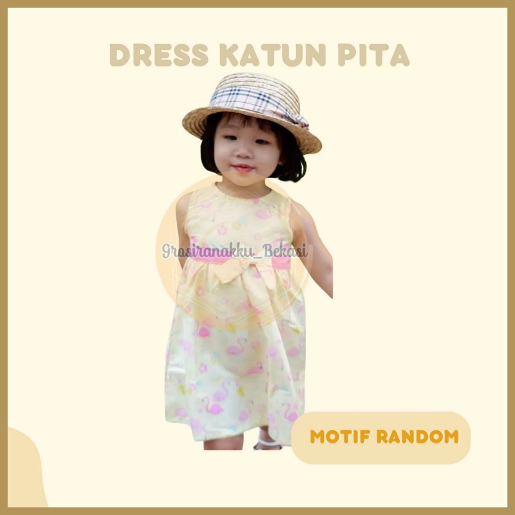 Dress Katun Anak Pita Murah Size 2-4Tahun