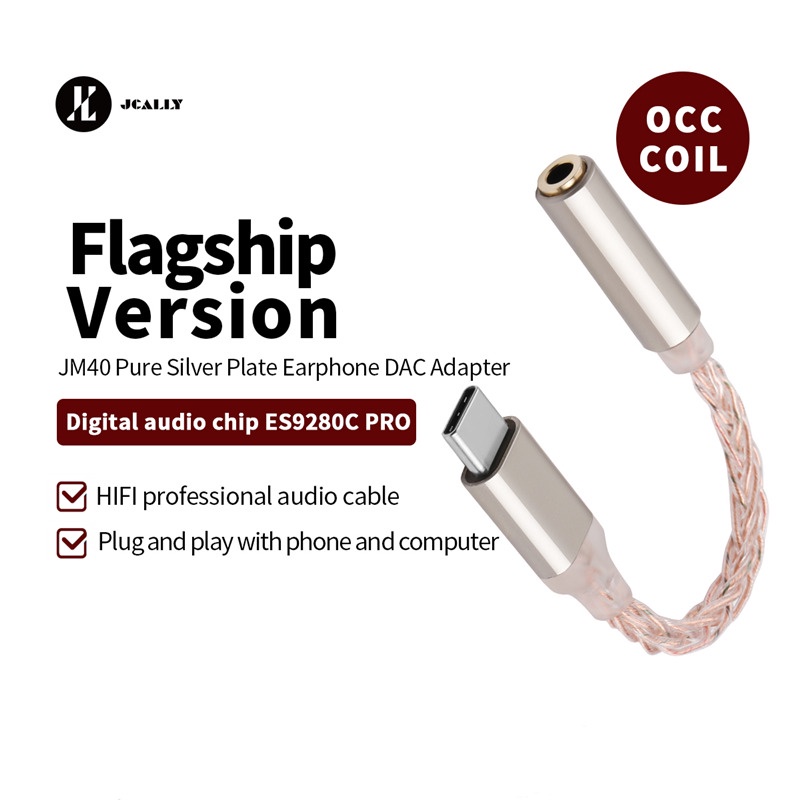 JCALLY JM40 ES9280C PRO Type C to 3.5mm Audio Decoding DAC Adapter Headphone Adapter Earphone Cable