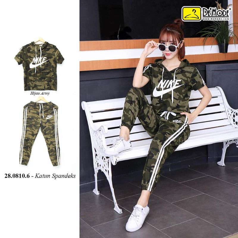 Baju Wanita||Baju Setelan Army Wanita Spandek