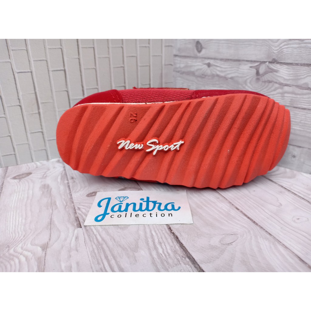 janitra sepatu anak sport sneakers anak red newsport