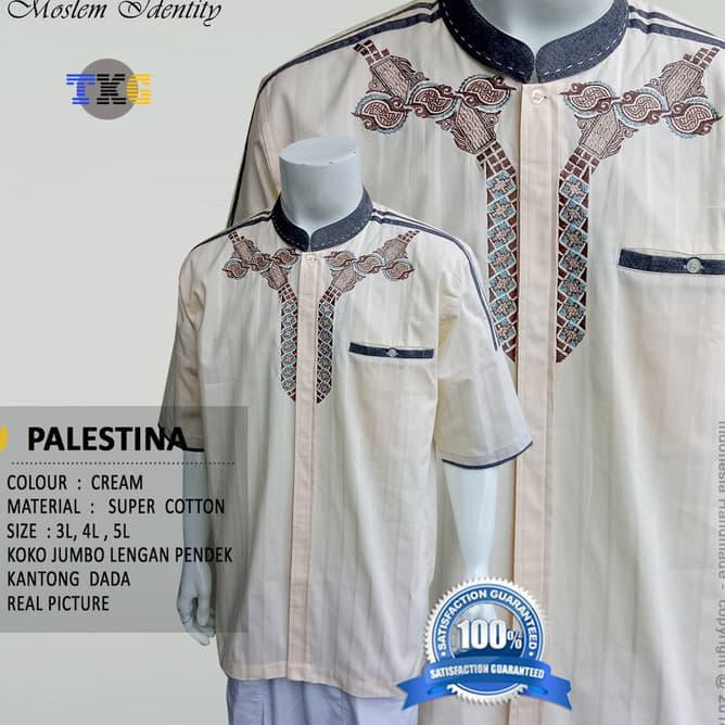 Pakaian Muslim Pria Baju Koko Lengan Pendek Jumbo Palestina
