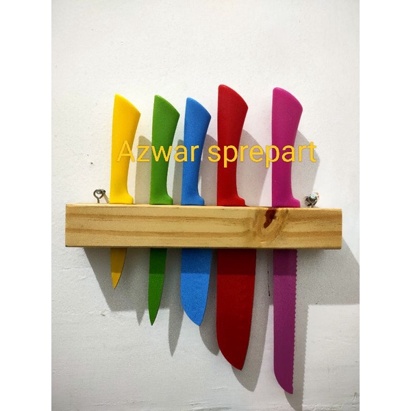 Tempat Pisau Gantung Modern Minimalis/Rak Pisau Kayu Jati Belanda