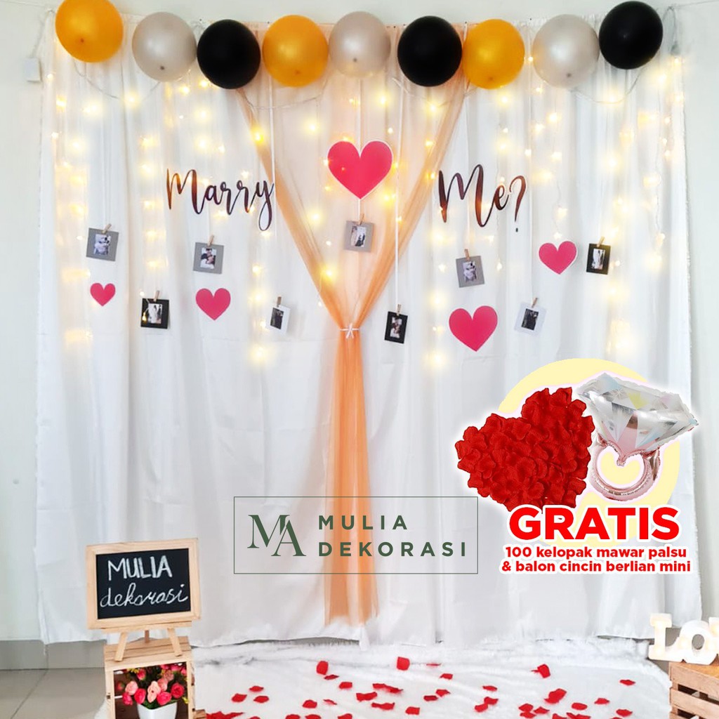Dekorasi Backdrop Lamaran Nyatakan Cinta Couple  Kejutan Romantis Proposed Pasangan Paket Marry Me