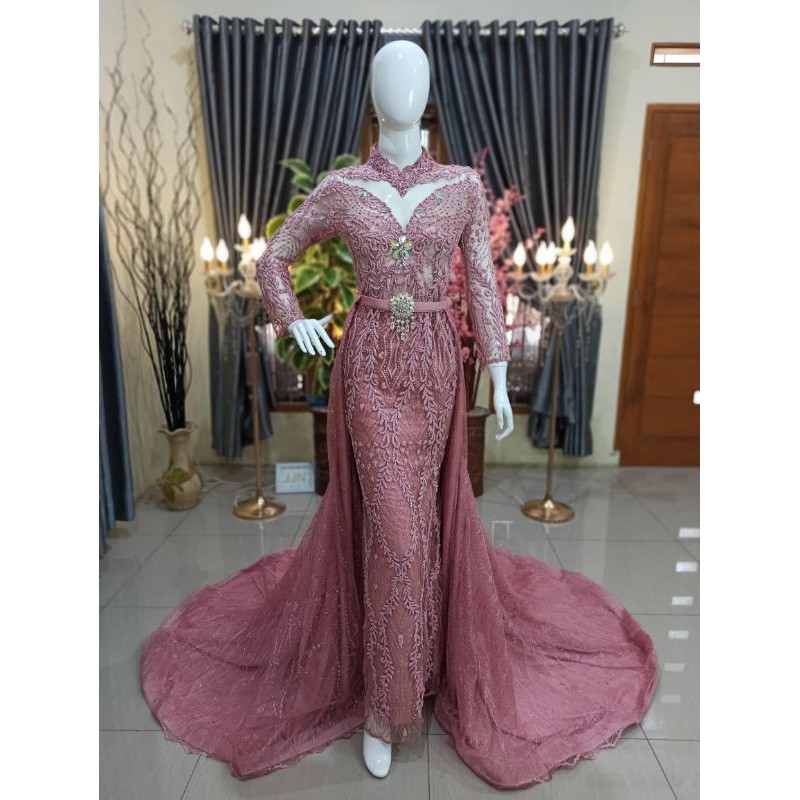 Gaun pengantin akad kebaya langsung konveksi pilihan warna