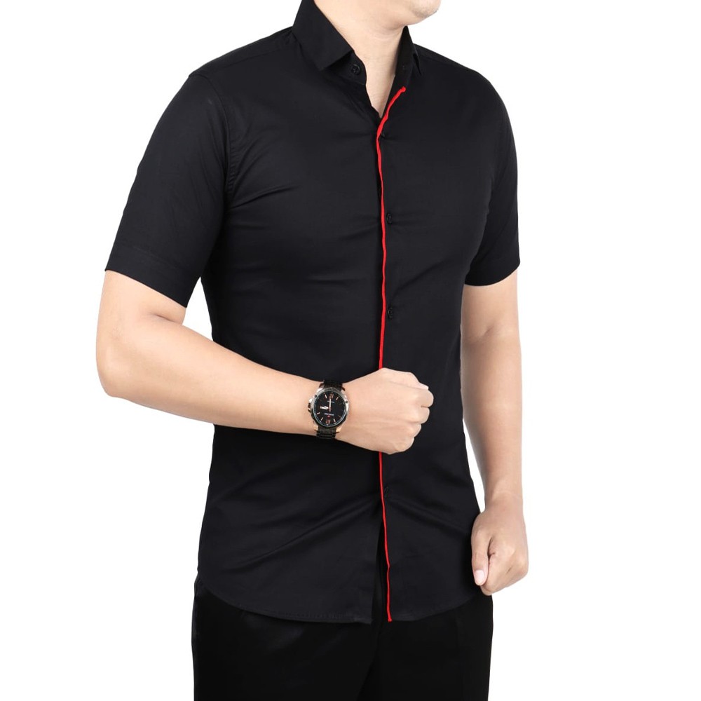 VM Kemeja Pendek Hitam Slimfit