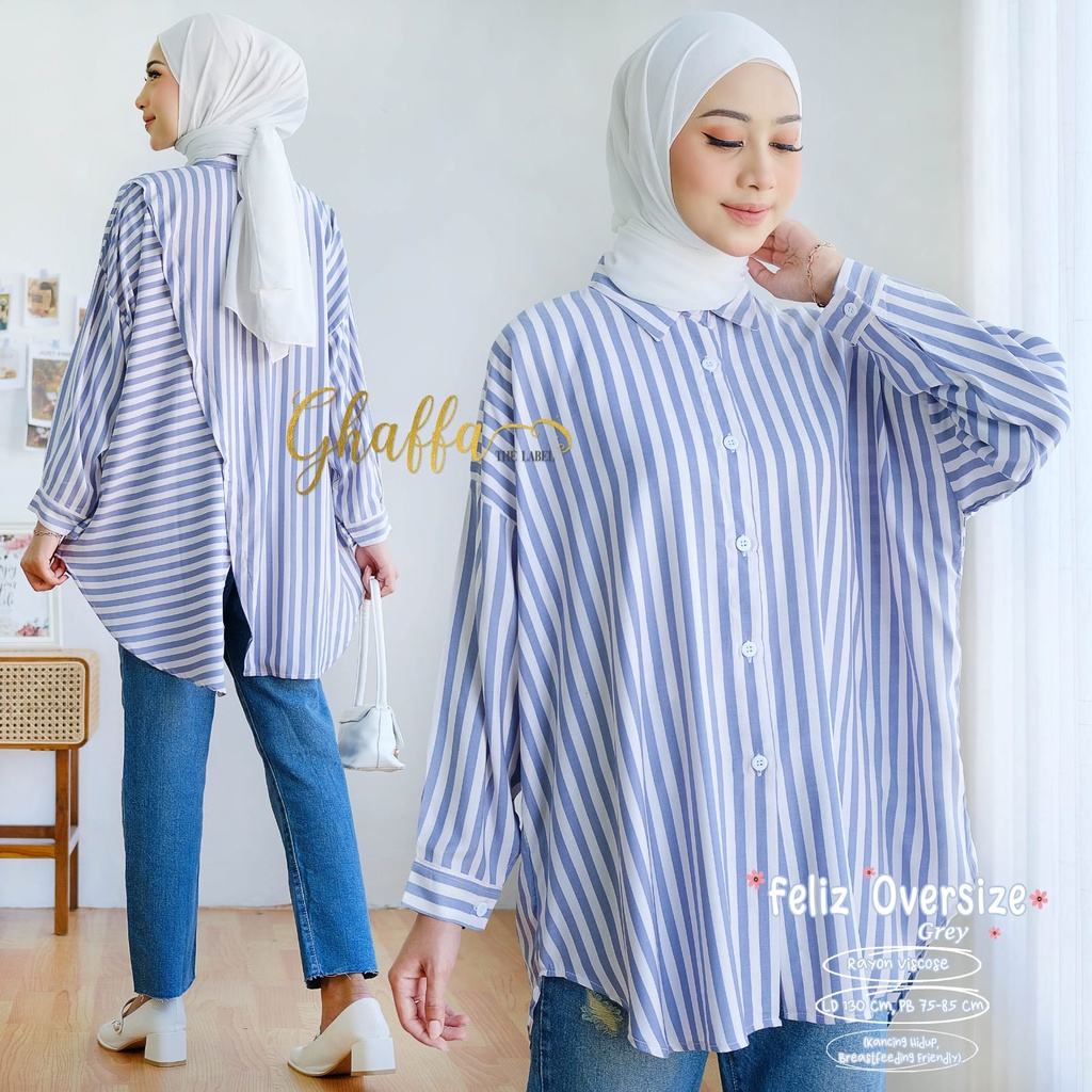 Feliz Grey Blouse Oversize Original Ghaffa The Label
