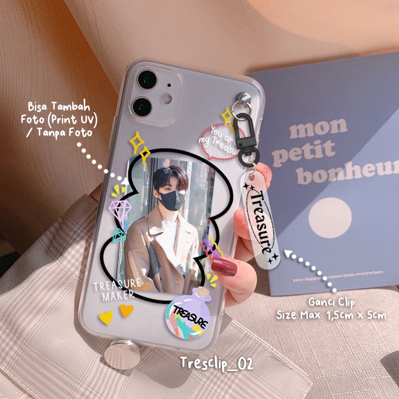 Custom Case Dengan Gantungan Akrilik Clip Casing Design Kpop TREASURE Softcase Anticrack / Clearcase