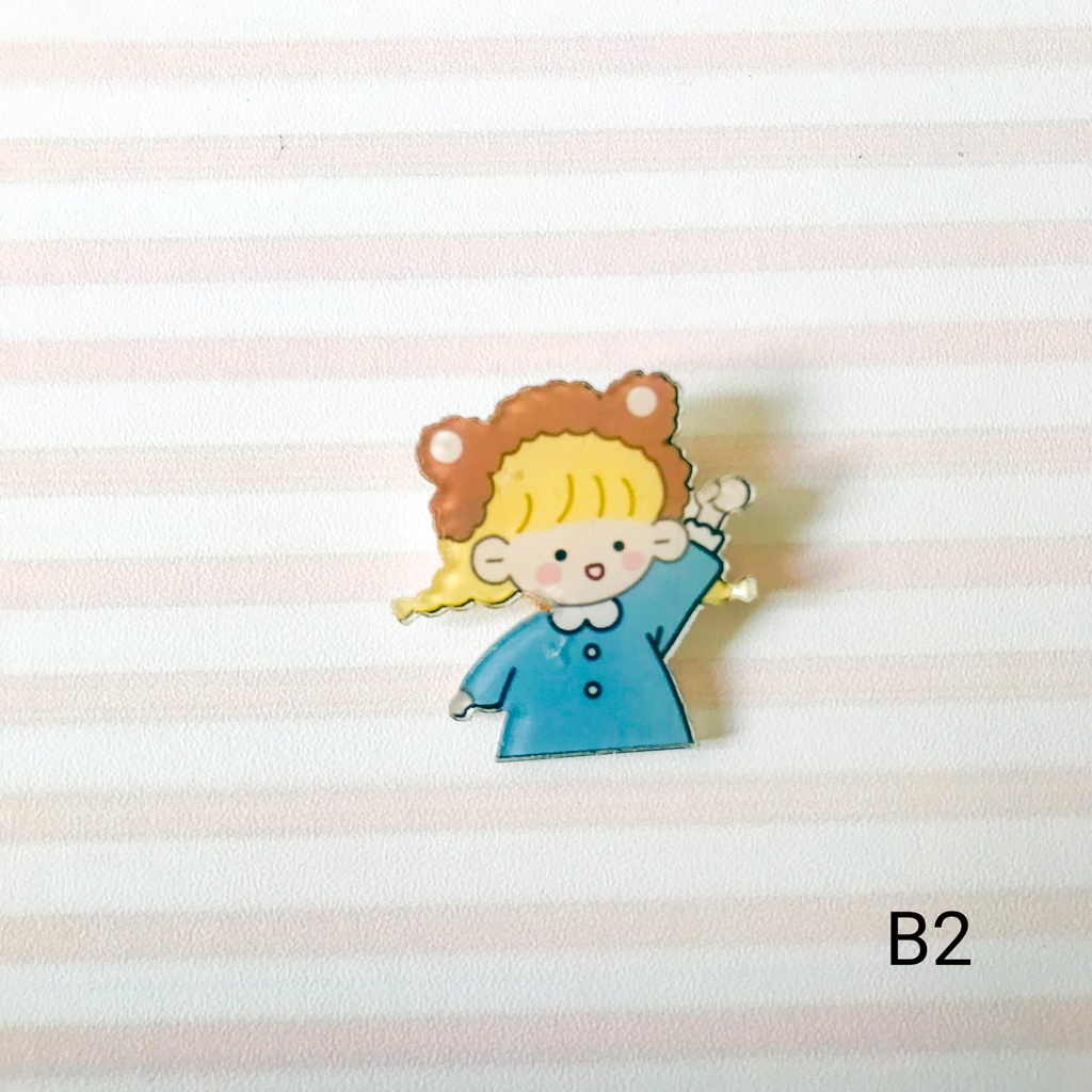 Mores Pin Akrilik Lucu Aksesoris Seri B (Girls) untuk Tas Cute Pin Brooch Pin Bros Acrylic Korean Style