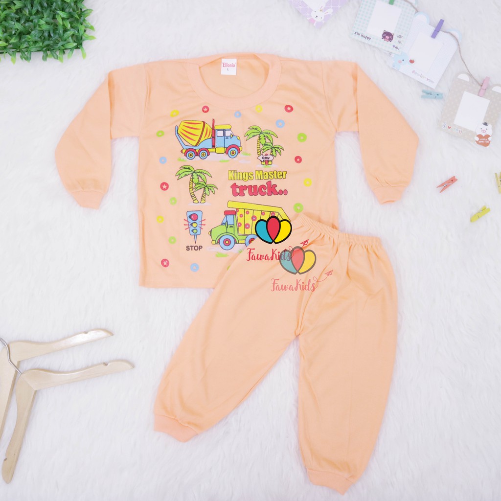 Piyama Kaos Kartun uk 2 Tahun / Baju Tidur Bahan Kaos Anak Laki Perempuan Murah Gambar Kartun Adem