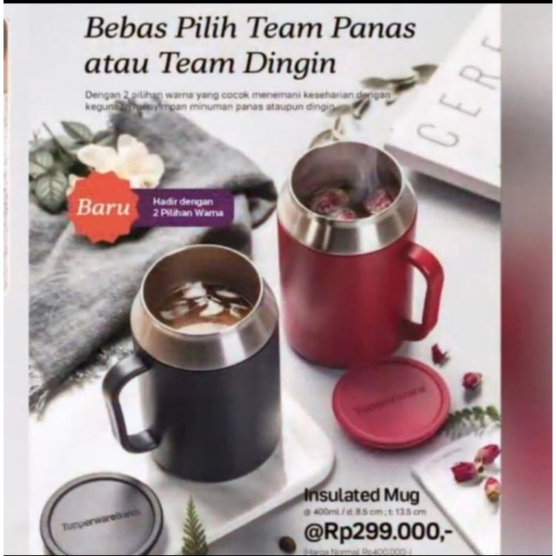 Tupperware gelas termos/insualted mug 400ml 1pcs