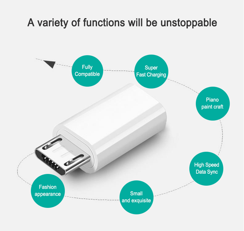 Kabel Adapter Konverter Data / Charger Otg Mini Tipe C Ke Micro Usb Untuk Android