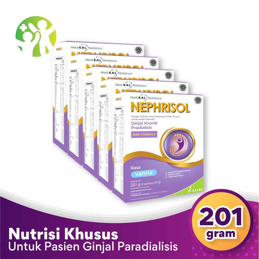 

Bundle 5 Box Nephrisol - Nutrisi Rendah Protein Pasien Gagal Ginjal