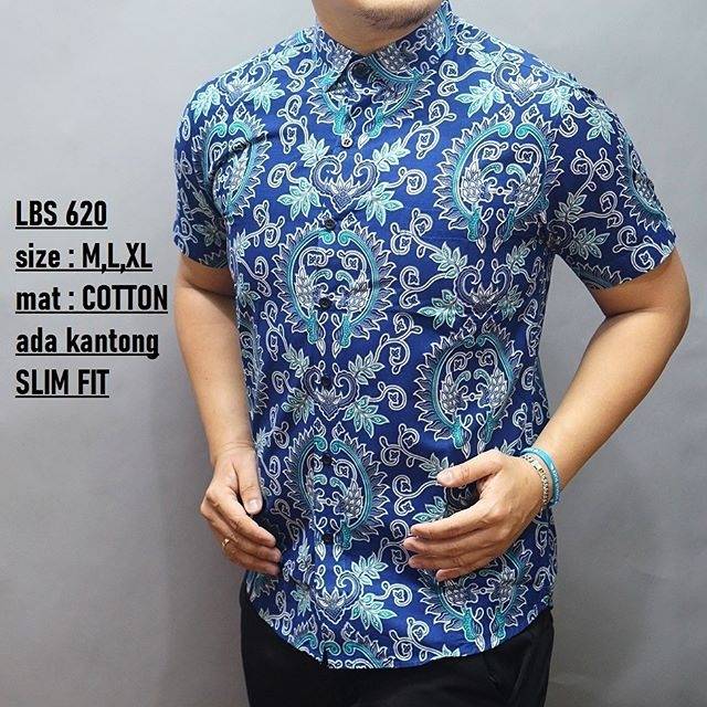 LBS 620 BATIK PRIA SLIMFIT LENGAN PENDEK LUIGI BATANI