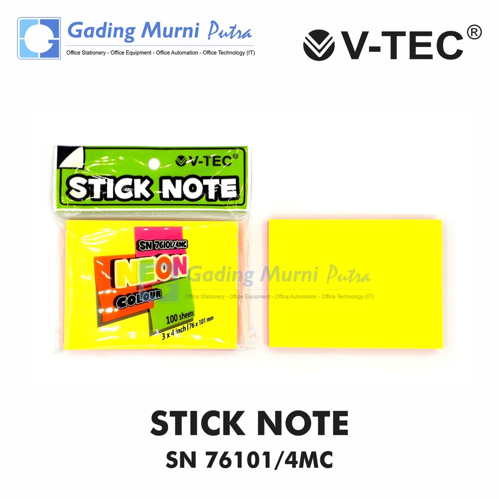 

Memo Stick / Stickie Note / Sticky Note V-TEC SN 76101 / 4MC