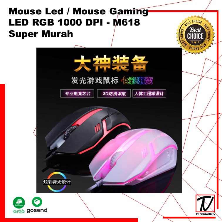 Mouse Led Mouse Gaming Kabel  LED RGB 1000 DPI - M618 Murah