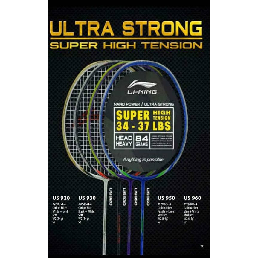 Original Lining Ultra Strong US 920 / 930 / 950 / 960 Raket Badminton