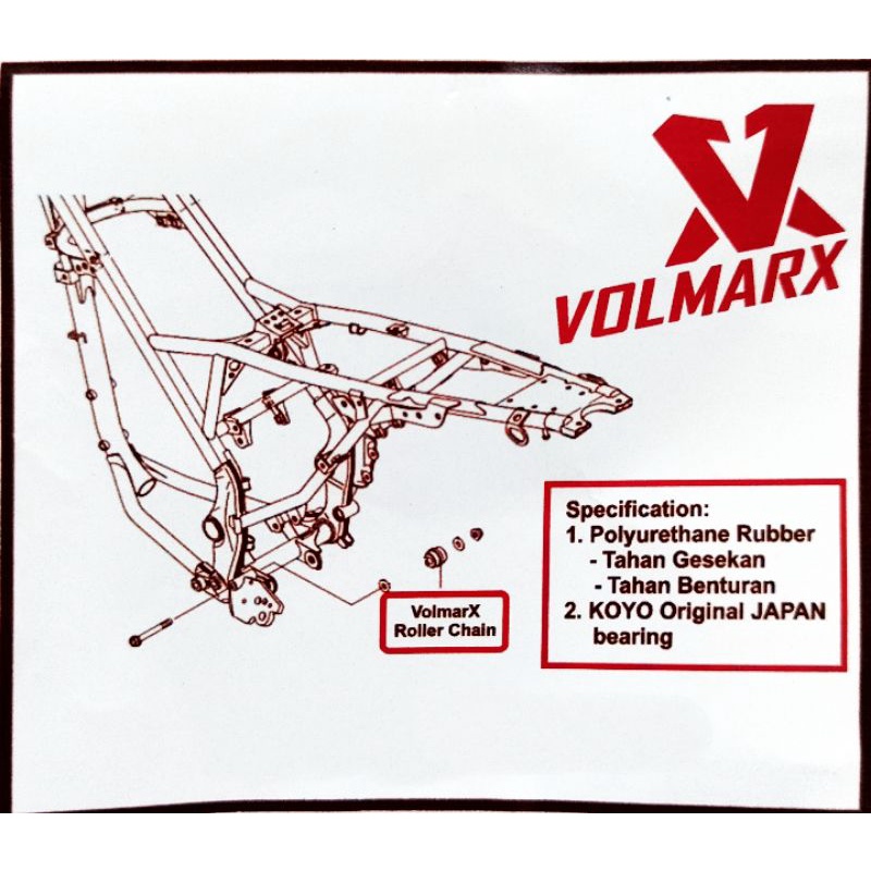 Roller Roler Rantai Depan KLX DTracker 150 Polyurethane Rubber VOLMARX