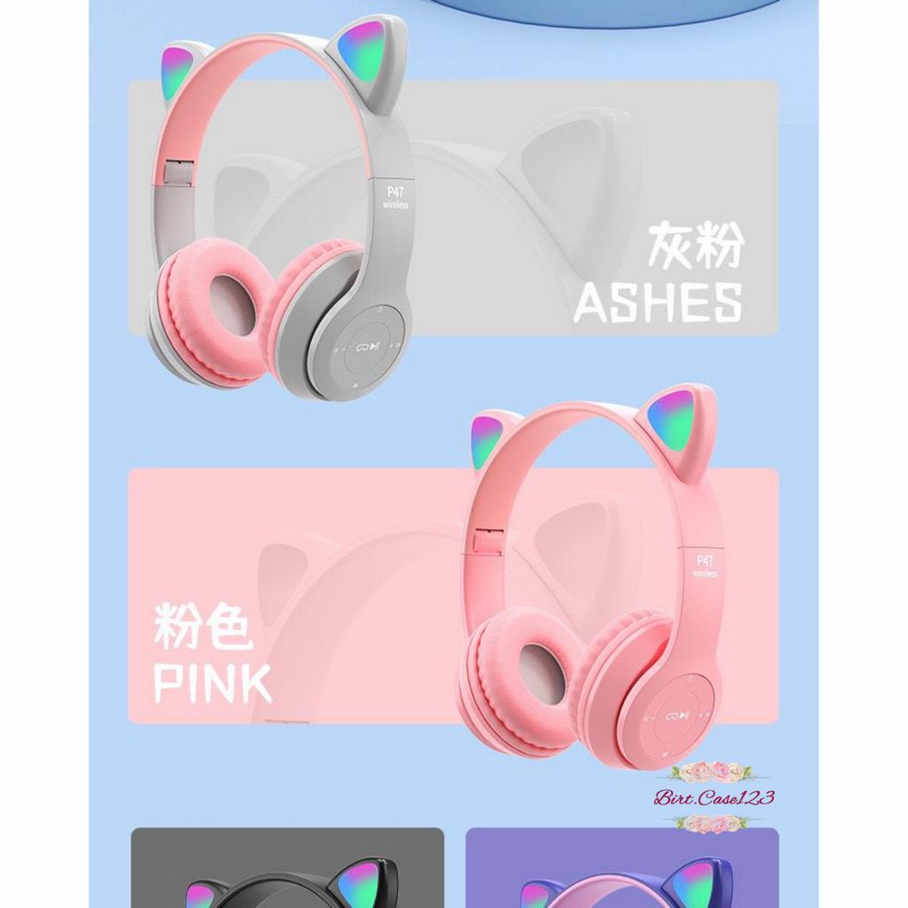 CAT EARS HEADSET headphone Hf bando telinga kucing P47m LED BANDO BLUETOOTH wireles RGB GAME HEADSET G-P47M LED WIRELESS super BASS BC7909