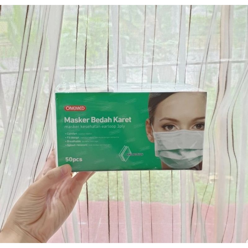 Masker Medis Onemed 3ply 50pcs Earloop / Masker Bedah Karet Onemed ...