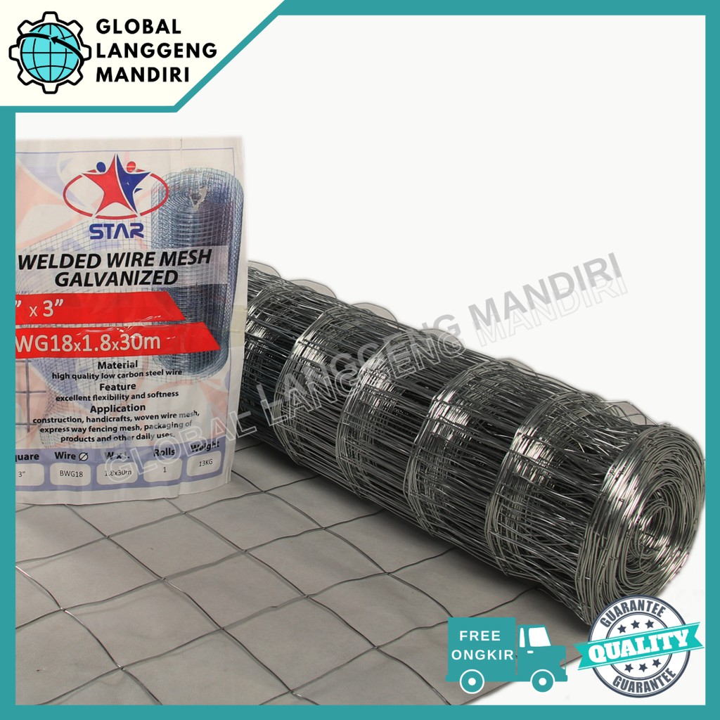 KAWAT RAM GALVANIS 3"X3"X1.2MMX1.8M / KAWAT LOKET 75MMX75MM ROOF MESH