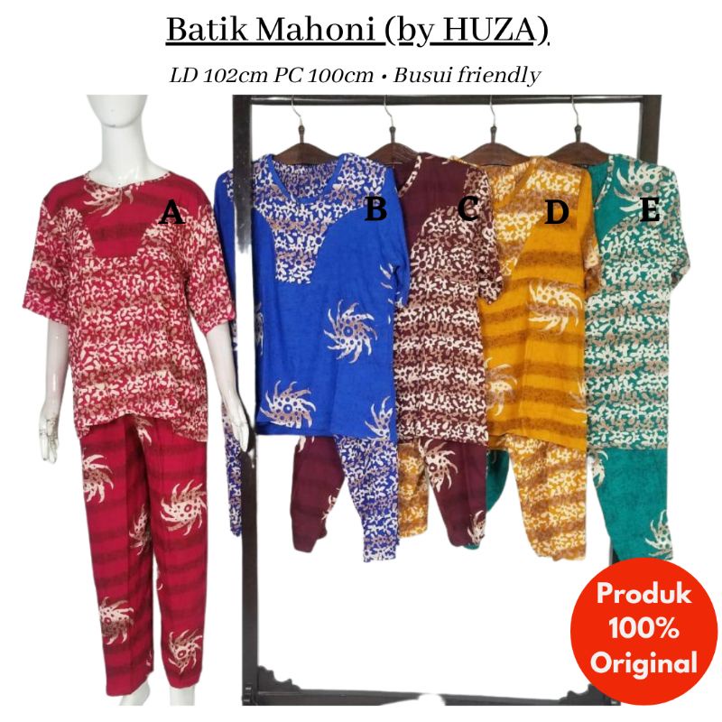 CP Model Resleting Batik Mahoni / setelan piyama celana panjang batik cap daster huza Pekalongan