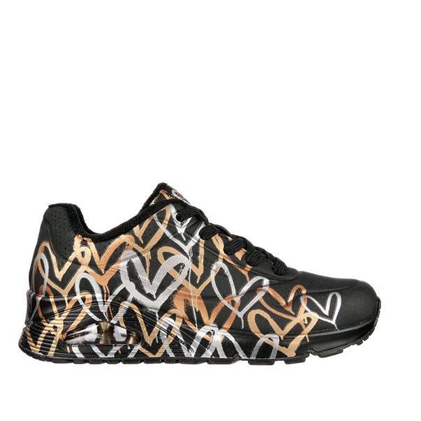 Skechers UNO Metallic Love Women's Sneakers Shoes - Black/ Gold Original