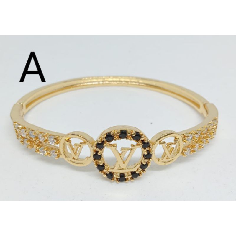 RJJ09. Gelang tangan xuping wanita dewasa lapis emas dgn mata zircon ukuran 5x6 cm oval