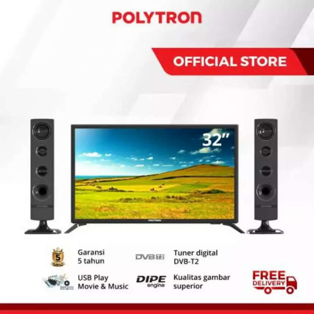 TV Polytron LED Digital TV 24 Inch 24TV1855 + Tower Speaker