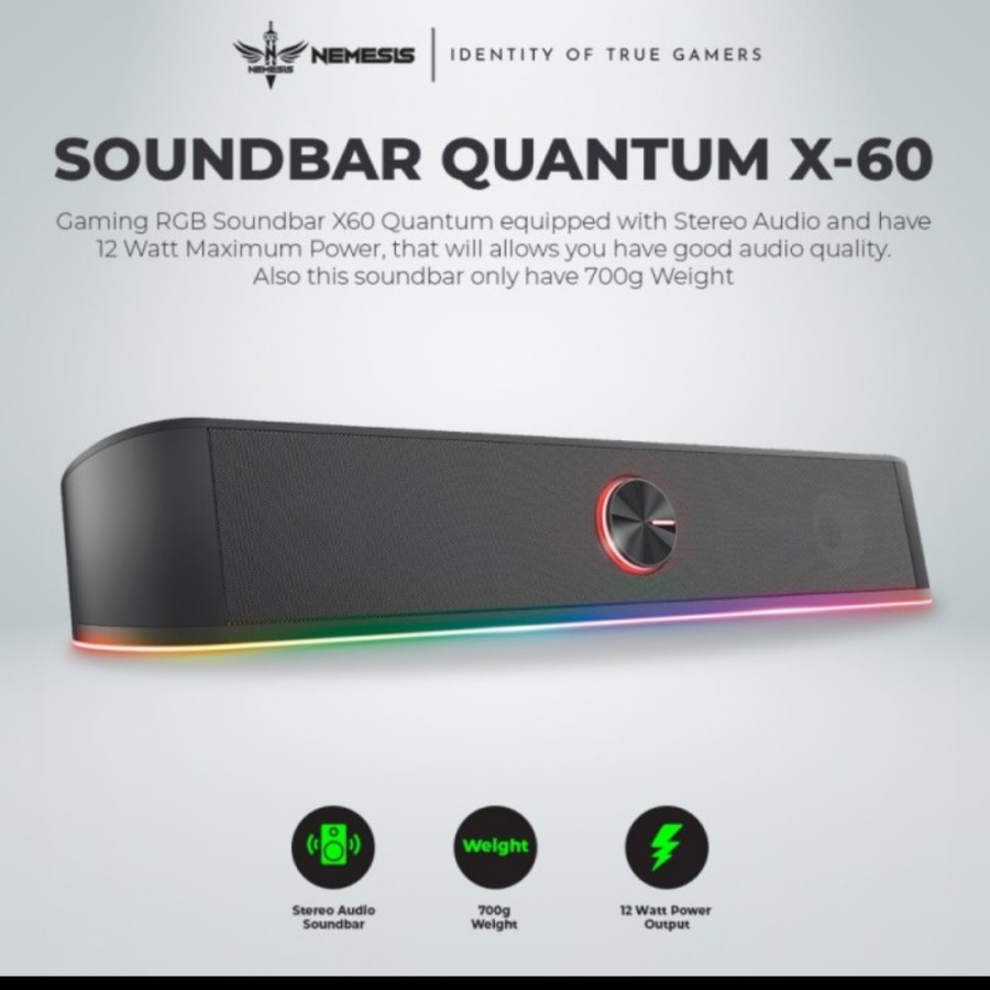 Speaker Gaming Stereo Sounbar Gaming RGB NYK X60 Quantum