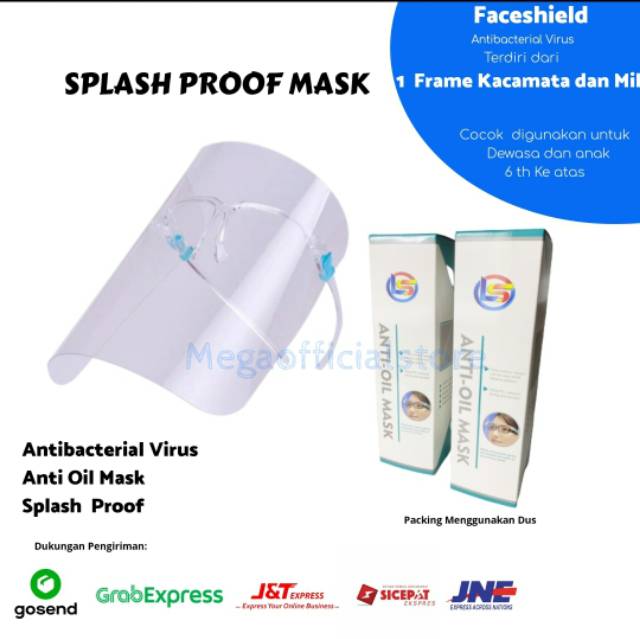 Face Shield Kacamata Pelindung Muka anti Fog + Dus